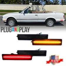 4PCS Smoke LED Front & Rear Bumper Side Marker Lights For BMW E30 3 E34 5 Series
