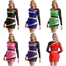 Womens Uniform Training Dress One Piece Cheerleading Bodycon Cheer Leader Mesh