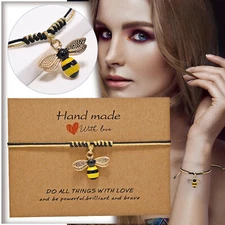 Bee Braided Bracelet Card Hand Made Woven Jewelry Paper Bracelet Gift For Girls