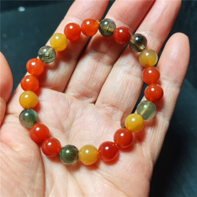 TOP 17G Natural Fu Lu Shou Hair Rutile Crystal Healing Stretch