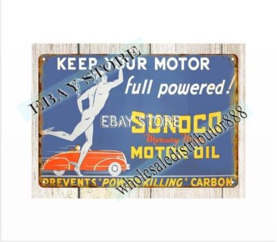 Sunoco Motor Oil gas pump mancave metal tin sign outdoor poster art