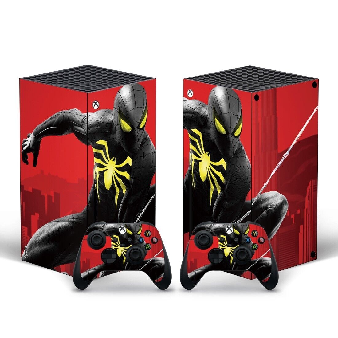 Xbox Series X Skin Black Spider Superhero Sticker Decal Vinyl Wrap for Console-image