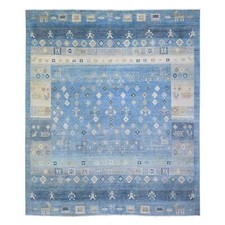 8'2" x 9'7" Blue Fine Kashkuli Pure Wool Hand Knotted Oriental Rug R74691
