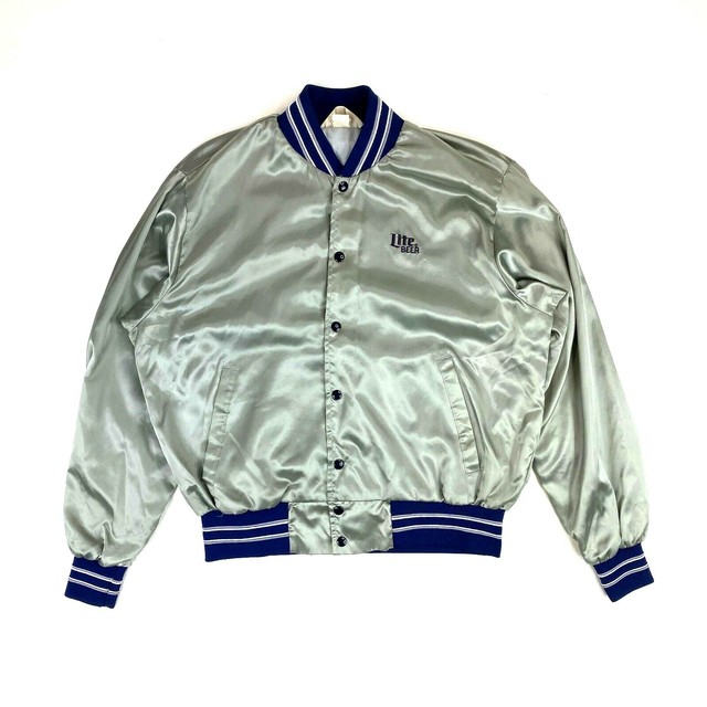 Vintage Miller Lite Beer Silver Satin Lined Button Jacket USA XL eBay