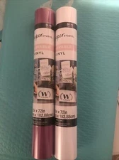 2 Rolls NEW Paper Studio removable Vinyl 12x72”  Cricut Raspberry and White