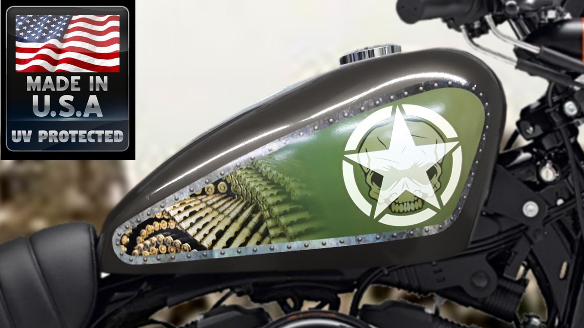 US Army 3pc Tank Panel decal set for Harley Sportster chopper bobber 72  iron 883
