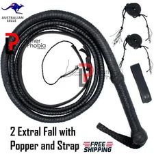Genuine Leather Stock Whip Heavy Duty 04 to 12 Feet Long 16 Plaited Bull Whip