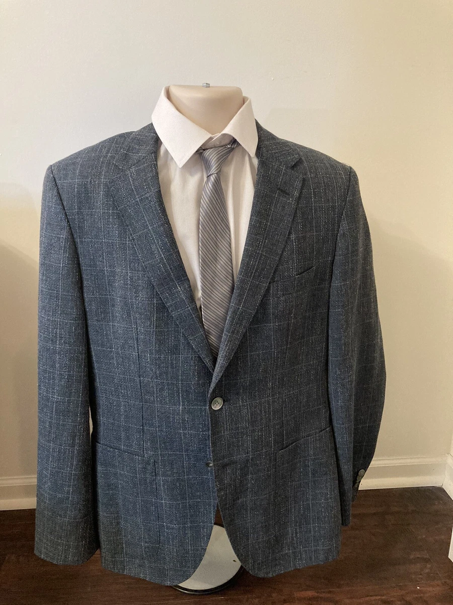 Hugo Boss Tesse Fabric Grey Windowpane Two Button Unstructured
