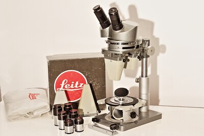 LEITZ RS STEREO MICROSCOPE GREENOUGH DESIGN WITH COMPLETE SET OF OPTICS - NICE