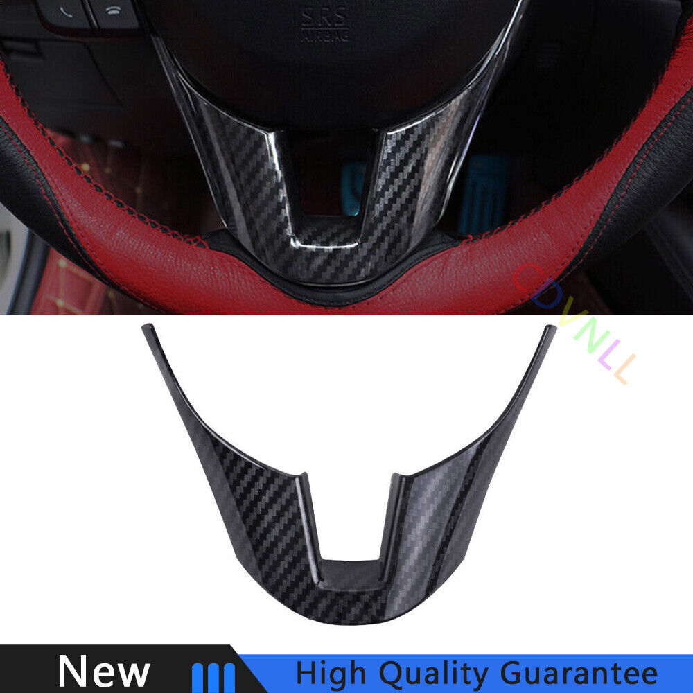 Fit For Mazda CX-5 2017-2021 Carbon Fiber Car Steering Wheel Panel Cover Trim 1*