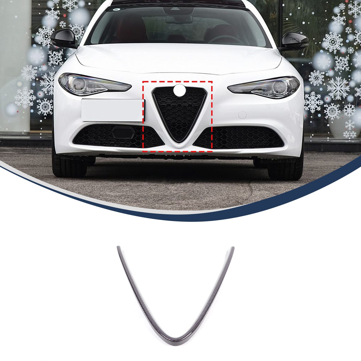 Front Grille V-Shape Frame Trim For Alfa Romeo Giulia 2017-24 Gold