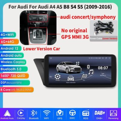 10.33'' Android Autoradio Für Audi A4/A5/B8/S4 GPS Nav WIFI BT SWC 6+64GB 4G LTE