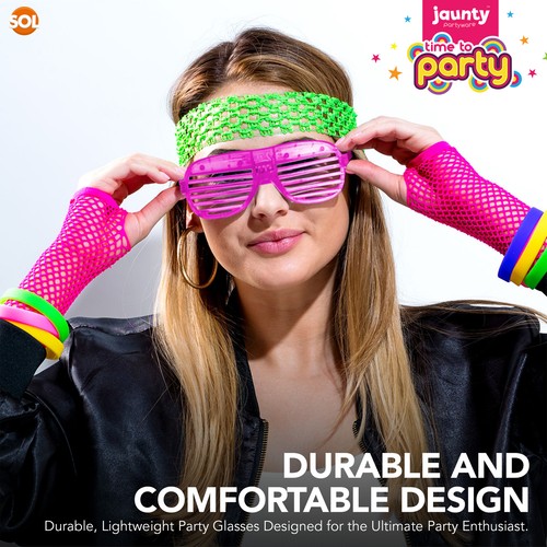 6-24 Flashing Party Glasses | LED Light Up Glow Neon Shutter Shades Disco Rave - Afbeelding 4 van 6