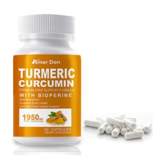 60 Capsules Turmeric Curcumin 1950mg High Absorption Triple Strength Capsules