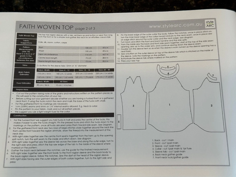 New - Style Arc Patterns - Faith Woven Top - size 12 - 21479 (4 of 4) - sewing - Image 3 of 4
