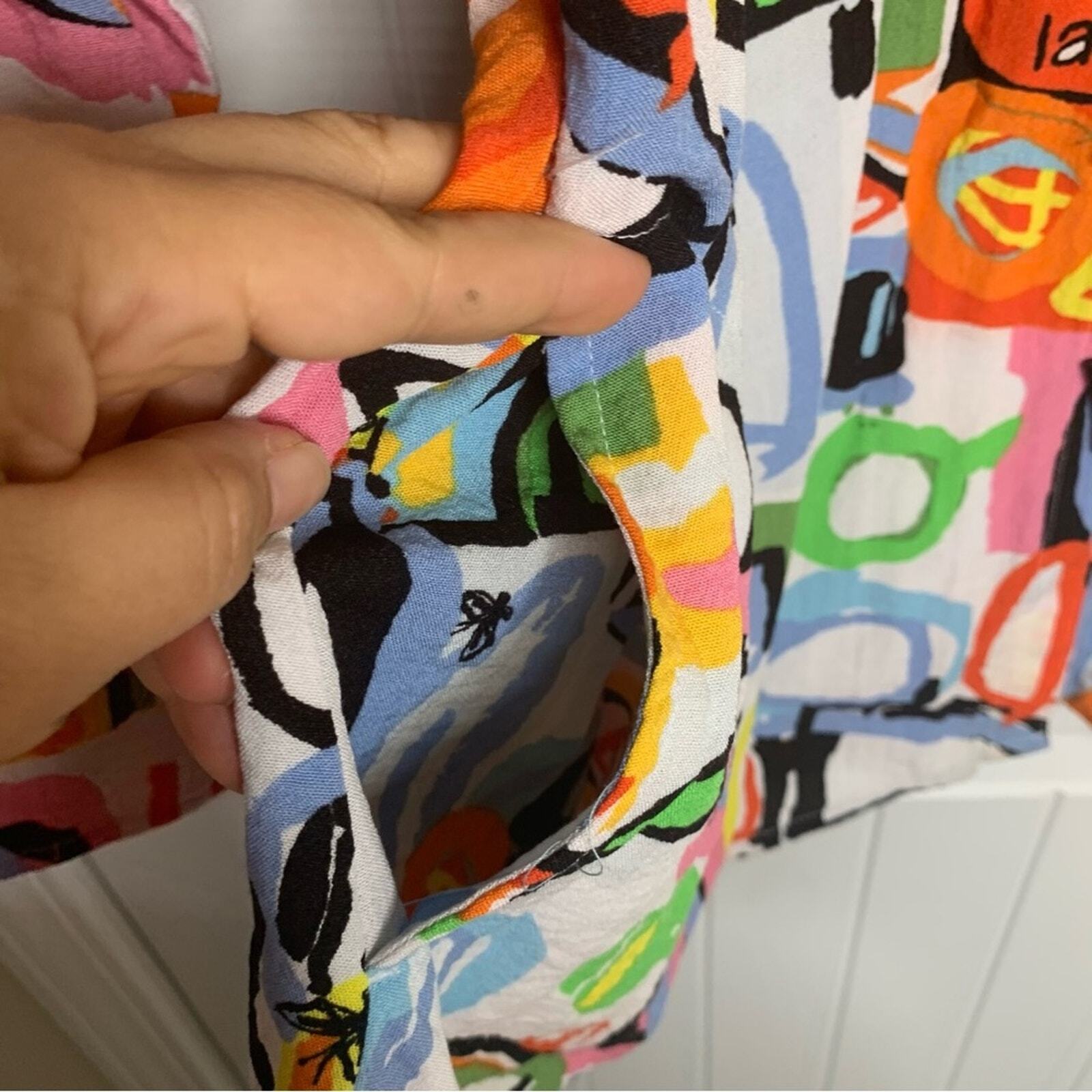 Ali Miles colorful abstract patchwork blouse Peti… - image 8