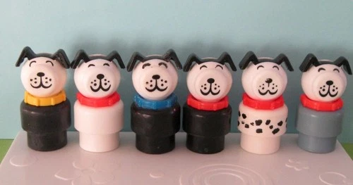 New ListingOOPS RARE Vintage Fisher Price Little People DOG LOT 6 ALL DIFFERNT DOGS 952 SET