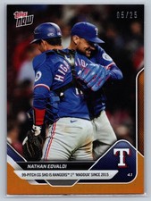 2025 Topps Now Nathan Eovaldi #28 Orange Foil 5/25 Rangers