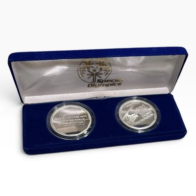 1988 & 1989 Special Olympics .999 Silver 1 Oz Medallion SET COA Sunshine Mint