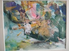 Tomiya Nishimura Downtown Watercolor Painting Landscape & People Art Used