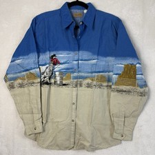 Vintage 80s Wrangler Pearl Snap Long Sleeve Shirt Cowboy Horse Graphic Rodeo