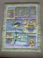 Vintage Baby Crib Quilt Quilted Appliqued Bugs Insects