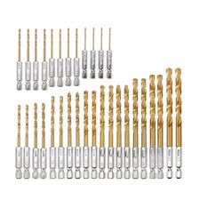 32 Piece HSS Drill Bits Set 1.5-6.5mm With Titanium Coating Hex Shank 135