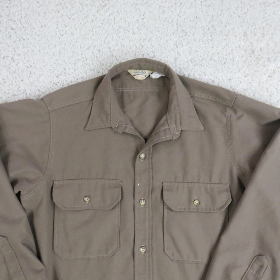 Vintage Cabela's Shirt Mens Large Brown Button Up Made in USA Workwear 80s 90s - Image 2 of 4