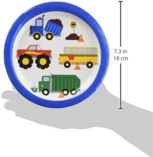 Creative Converting PC415136 Traffic Jam Round Paper Dessert Plate, 7"-8 Pcs - Image 2 of 2