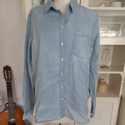 Lee Wrangler Bluse ,Jeansbluse,Hemdbluse Gr.S,36-38,Usedlook, Batikstil, Basic 