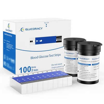 Glucoracy G-425-2 Blood Glucose Test Strips, 100 Counts Test Strips for Diabe...