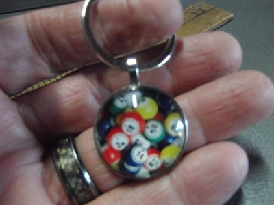 Unique Collectible Key Chain Metal 1''in Billiard Balls