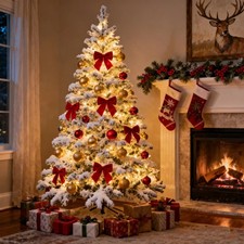 6 Ft Artificial Christmas Tree, Snow Flocked Xmas ,Appearance for Holiday Decor