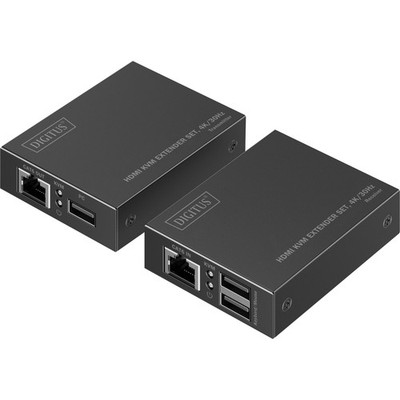 Digitus HDMI KVM Extender Set, HDMI Verlängerung, schwarz