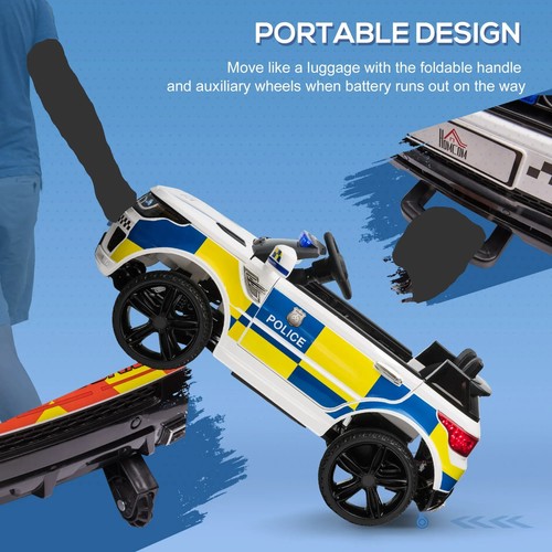 HOMCOM 12V Kid Electric Ride On Police Car w/ Remote Siren Bluetooth 3-6 Years ✨ - Picture 6 of 11