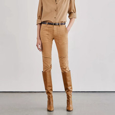 Nili Lotan Cropped French Military Pants ankle zip in Fawn beige Size 2 325