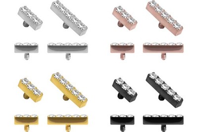 PIERCINGLINE  Universal Piercing Titan Dermal Anchor Aufsatz KRISTALLBALKEN