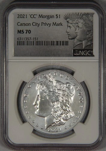 2021-CC Morgan Silver Dollar NGC MS70 Carson City Privy Mark $1