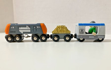 Brio Train Lot Wooden Engine, Cargo Car And Plastic Passenger Car With Figure