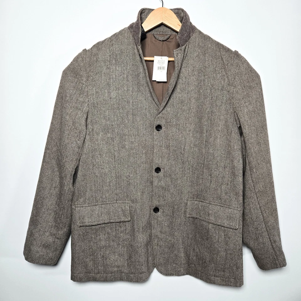 Chaqueta Blazer Banana Republic XL X-Large Abrigo Deportivo Marrón Espiga Tweed Lana Foto 2 de 4