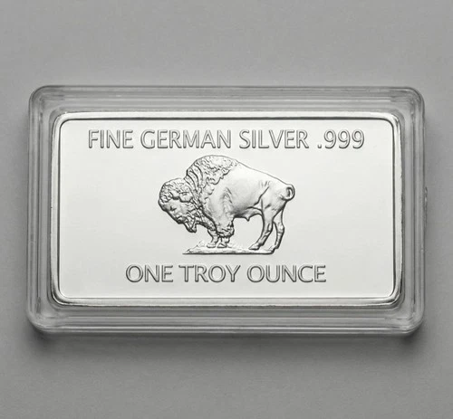 German Buffalo Design – .999 1 Troy Ounce German Silver Bar with Case