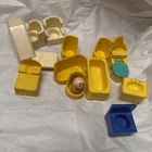 Vintage Little People 1970 Bath Set Person Bed Chairs Z23