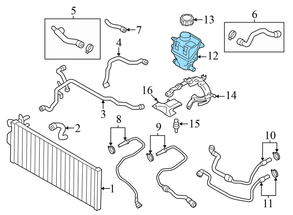 BMW 550I XDRIVE 2011-2016 - depósito de refrigerante intercooler / tanque 7647281 Foto 4 de 4