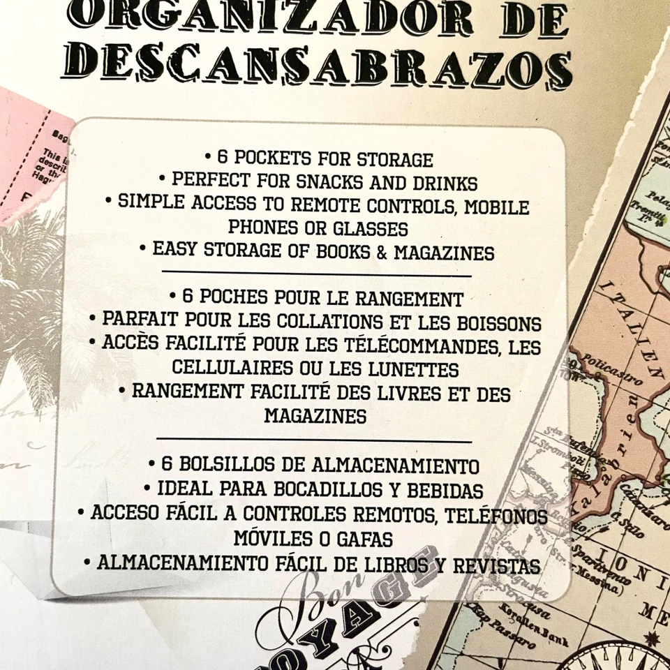 ARMCHAIR Remote Control Holder Snack Drink Sofa Armrest Organizer 6 Pocket Caddy - Изображение 2 из 4