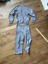 Vintage Blank Jerzees NuBlend Sweat Suit Gray Crewneck 90s Sz Small Wide Pants