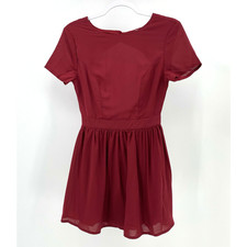 TOBI See You Later Burgundy Open Back Mini Dress Womens S
