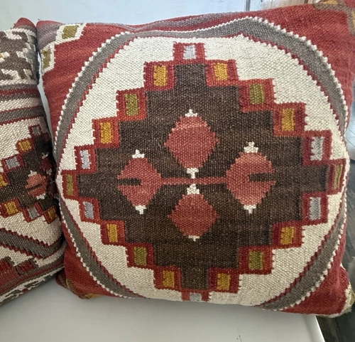 POTTERY BARN 西南编织 Kilim 羊毛枕头套装拉链 18 英寸 x 18 英寸 2 件套 - 第 3 张/共 19 张