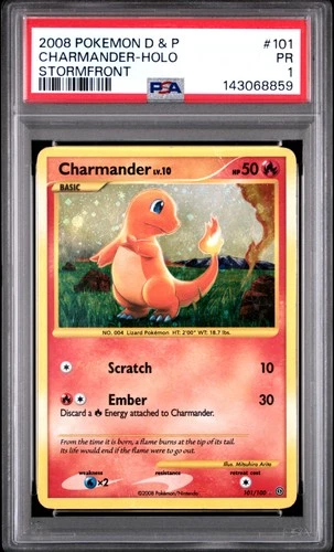 2008 POKEMON DIAMOND & PEARL STORMFRONT #101 CHARMANDER-HOLO PSA 1