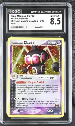 CGC 8.5 Team Magma's Claydol 2004 EX Team Magma Vs Aqua 8/95 Holo Pokemon Card