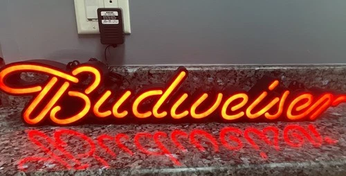 Vintage Bud Beer Light Up Sign Works 1992 Bar neon BUDWEISER bright red electric